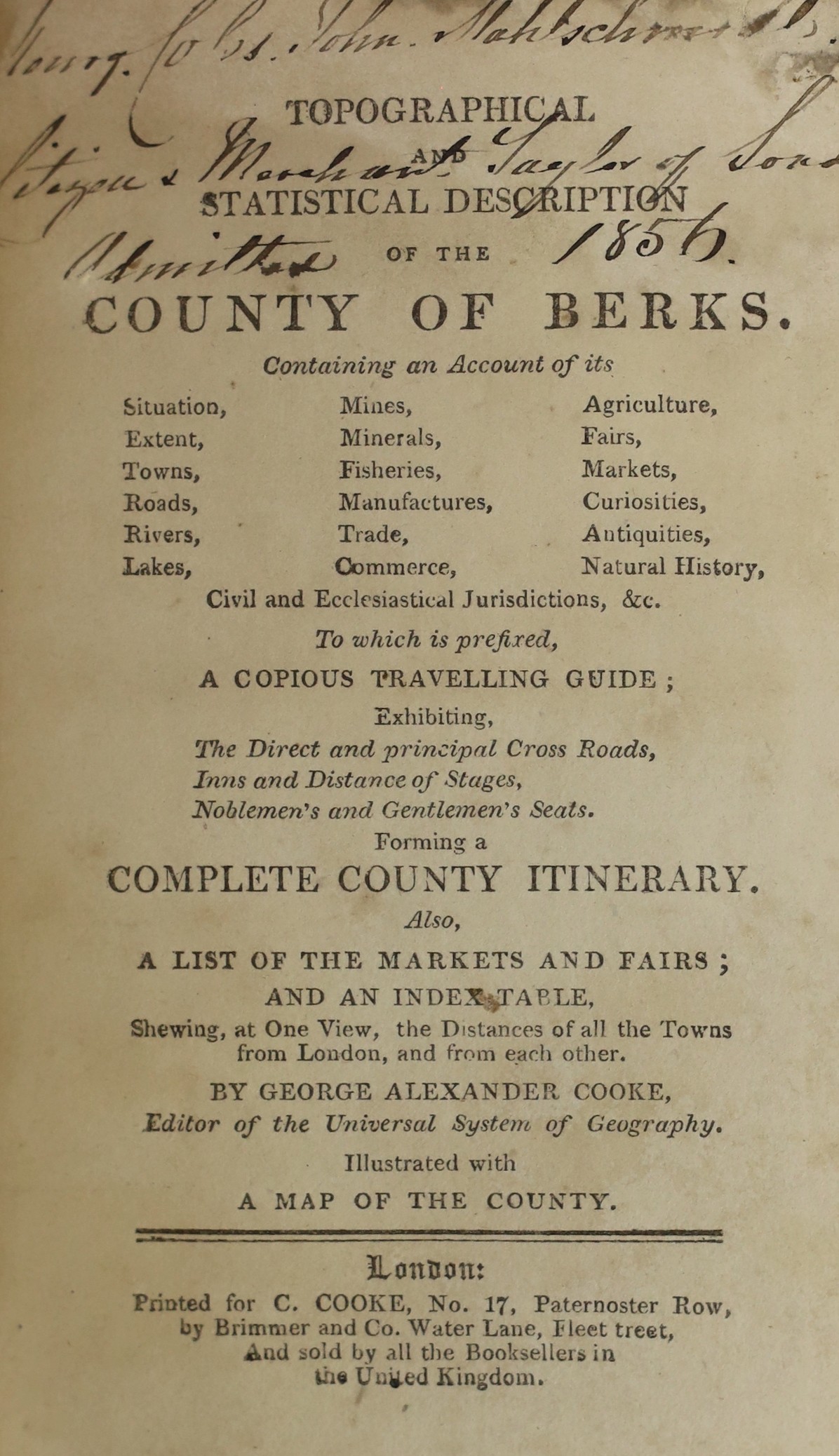 BERKS: The Journey - Book of Berkshire: with particular accounts of Windsor and its Castle, Eton and Reading. folded map and engraved text illus.; original coloured pictorial wrappers
